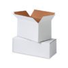 Here's an alt tag for the image: `Two white cardboard shipping boxes`